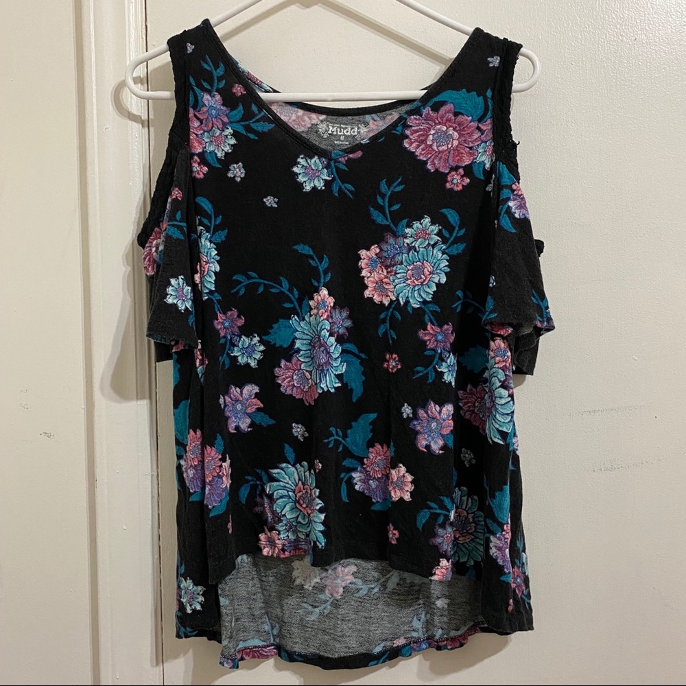Mudd Cold Shoulder Floral Top